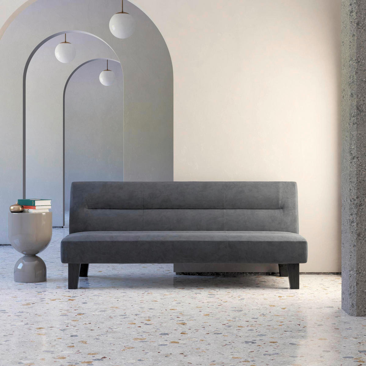 SCHLAFSOFA Kebo  in Anthrazit  - Anthrazit/Schwarz, Design, Textil/Metall (175/73/81cm) - MID.YOU