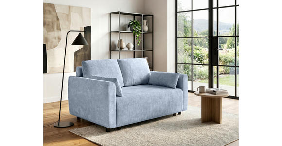SCHLAFSOFA Chenille Hellblau  - Schwarz/Hellblau, KONVENTIONELL, Kunststoff/Textil (161/90/108cm) - Carryhome