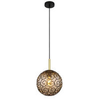 HÄNGELEUCHTE 25/120 cm    - Goldfarben/Schwarz, Konventionell, Kunststoff/Metall (25/120cm) - Globo