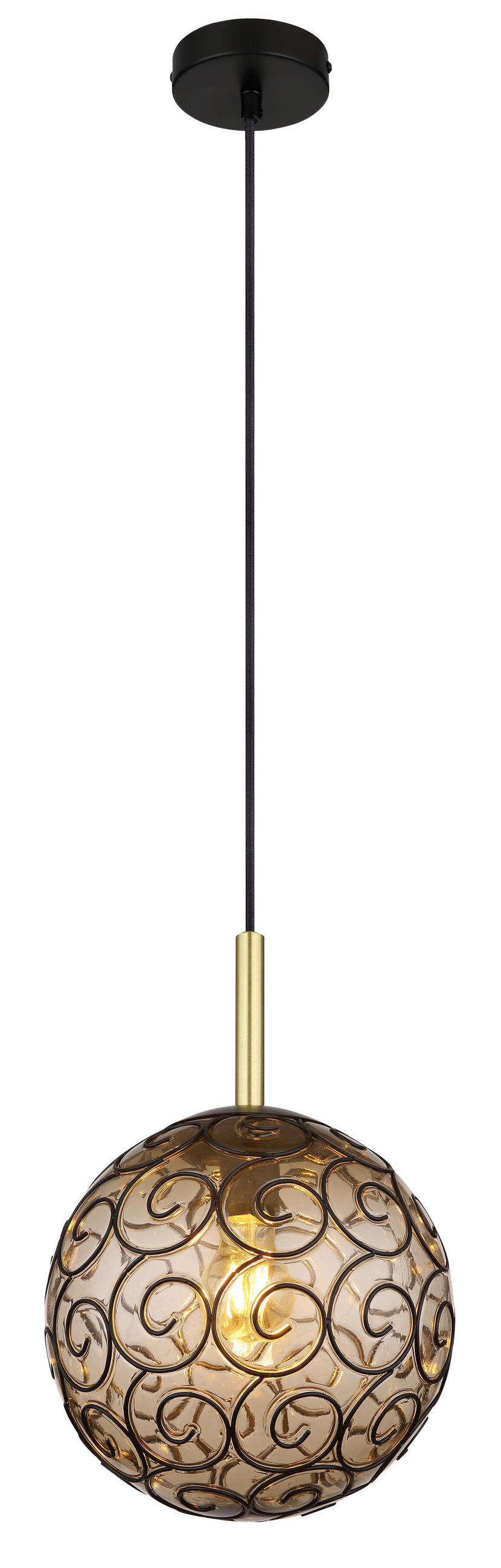HÄNGELEUCHTE 25/120 cm    - Goldfarben/Schwarz, Konventionell, Kunststoff/Metall (25/120cm) - Globo