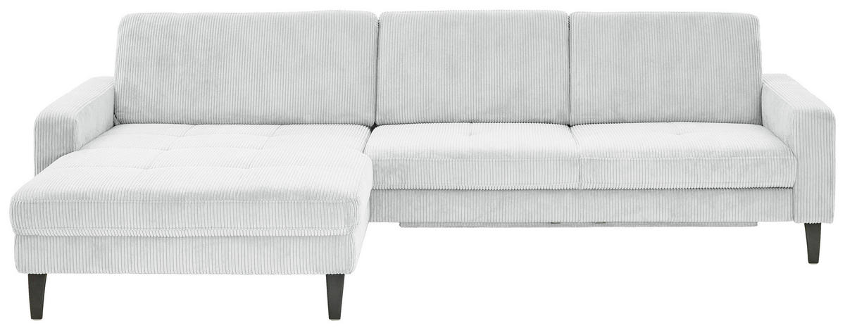 ECKSOFA Cord Silberfarben  - Silberfarben/Schwarz, Modern, Textil/Metall (177/302cm) - Beldomo Style