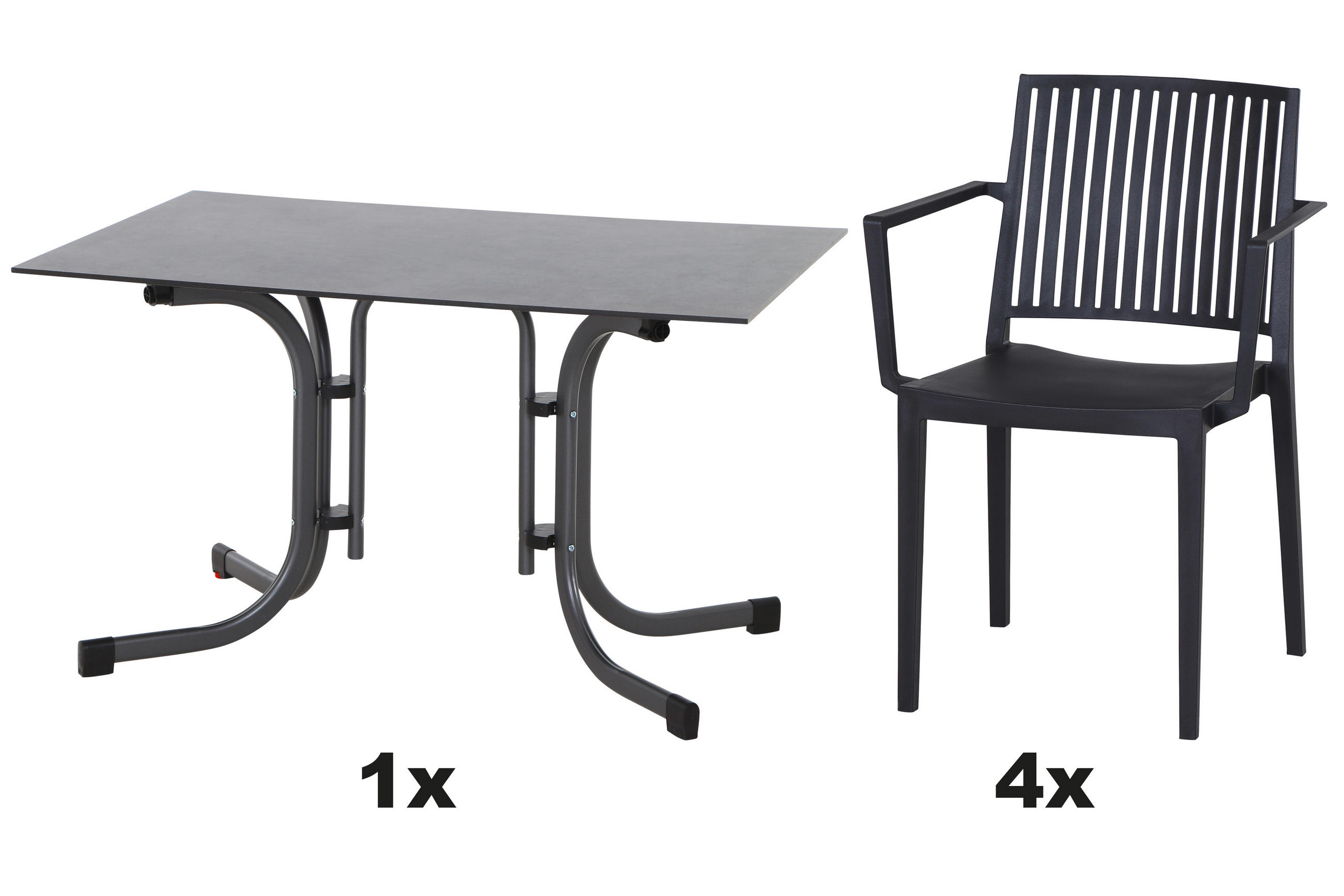 GARTENGARNITUR 5-teilig Stahl  - Anthrazit, Basics, Kunststoff/Metall (80/80/120cm) - Siena Garden