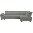 ECKSOFA in Chenille Silberfarben  - Eichefarben/Silberfarben, MODERN, Holz/Textil (287/212cm) - Valnatura