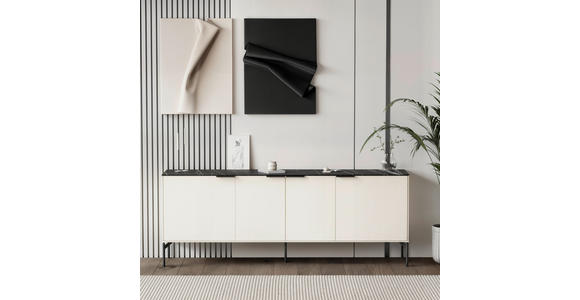 SIDEBOARD  in 200/75/47 cm  - Creme/Schwarz, MODERN, Holzwerkstoff/Metall (200/75/47cm) - Carryhome