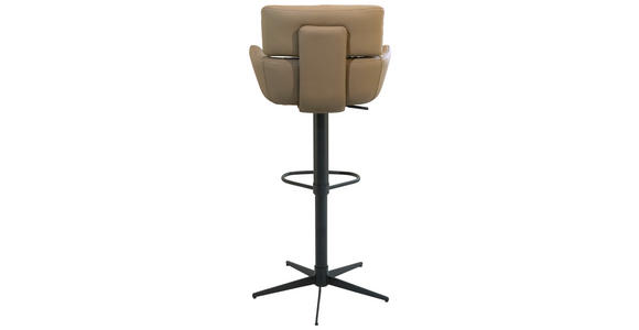 BARHOCKER in Metall, Leder Schwarz, Taupe  - Taupe/Schwarz, Design, Leder/Metall (54/105/53cm) - Dieter Knoll