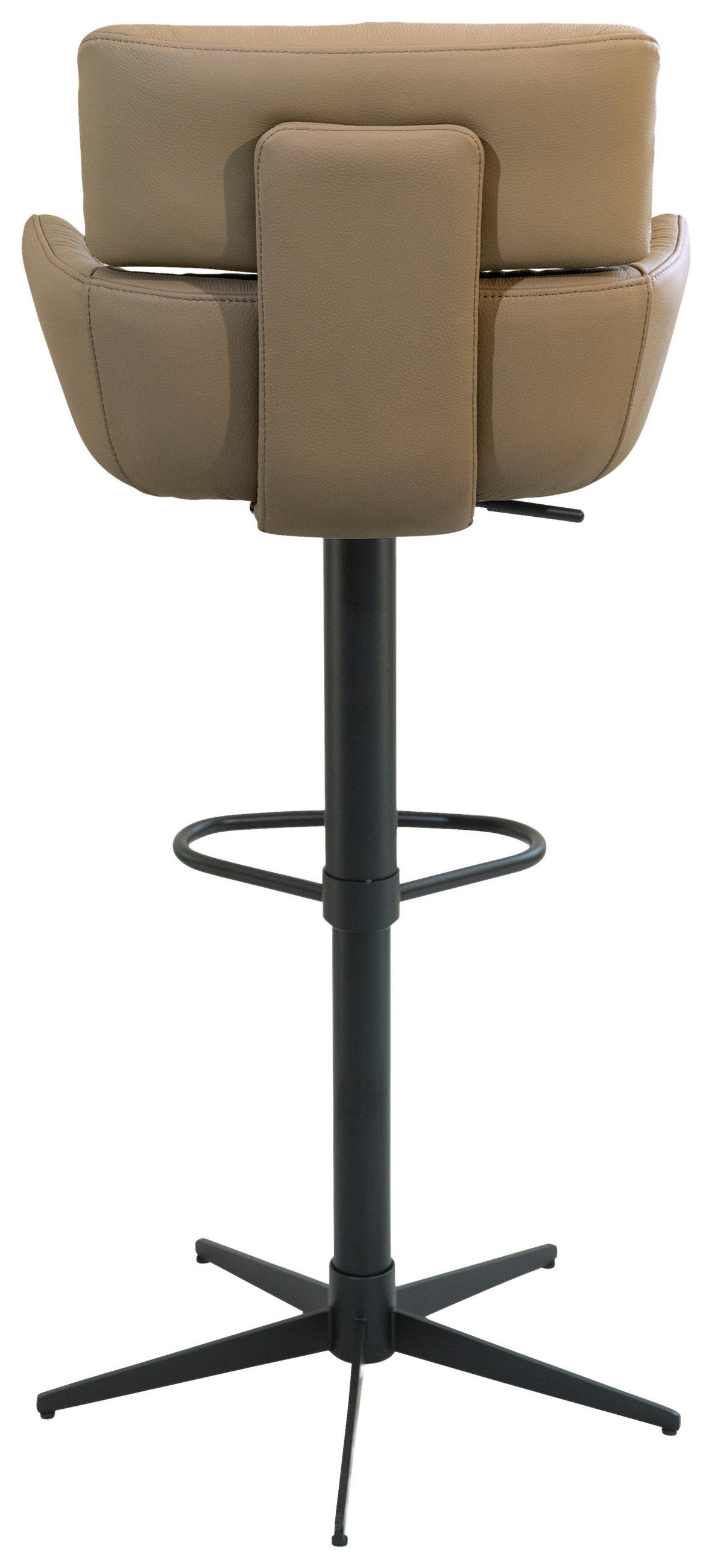 BARHOCKER in Metall, Leder Schwarz, Taupe  - Taupe/Schwarz, Design, Leder/Metall (54/105/53cm) - Dieter Knoll