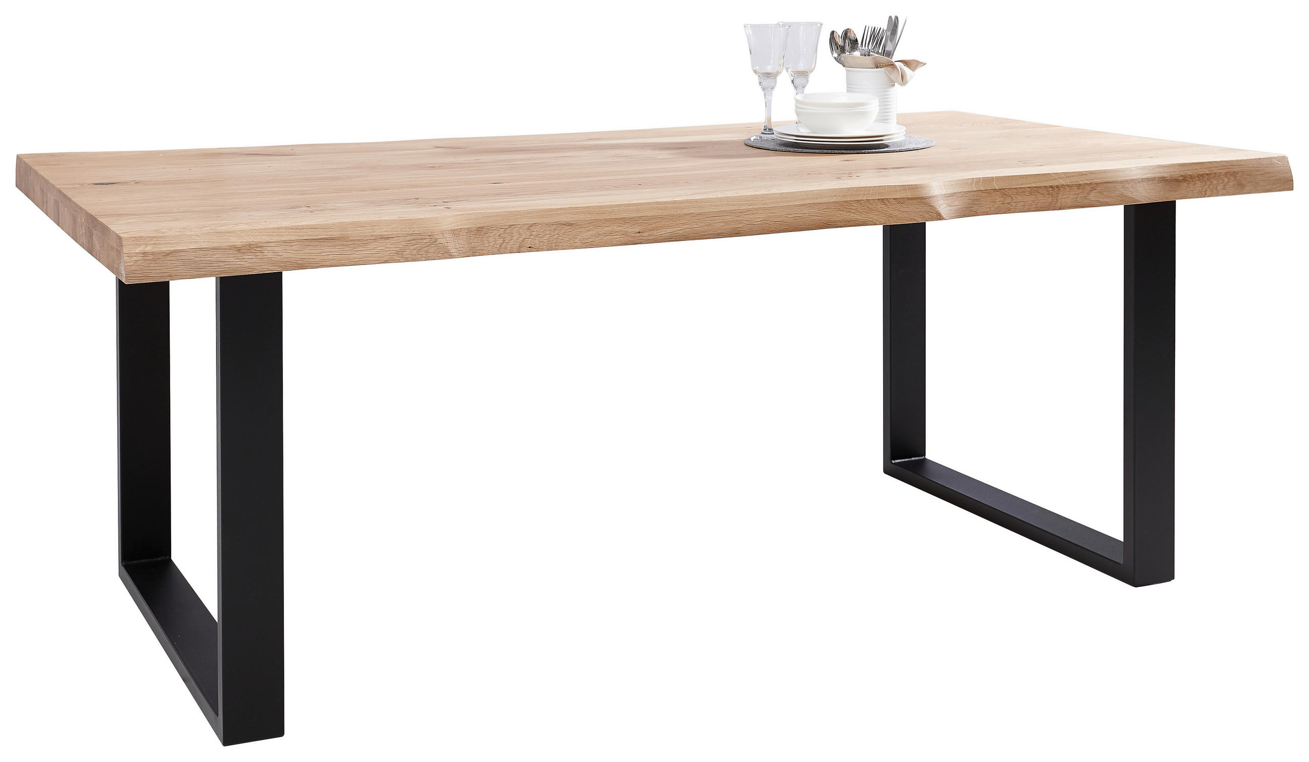JEDÁLENSKÝ STÔL, divoký dub, čierna, farba duba, 200/100/75 cm - čierna/farba duba, Natur, kov/drevo (200/100/75cm) - Landscape