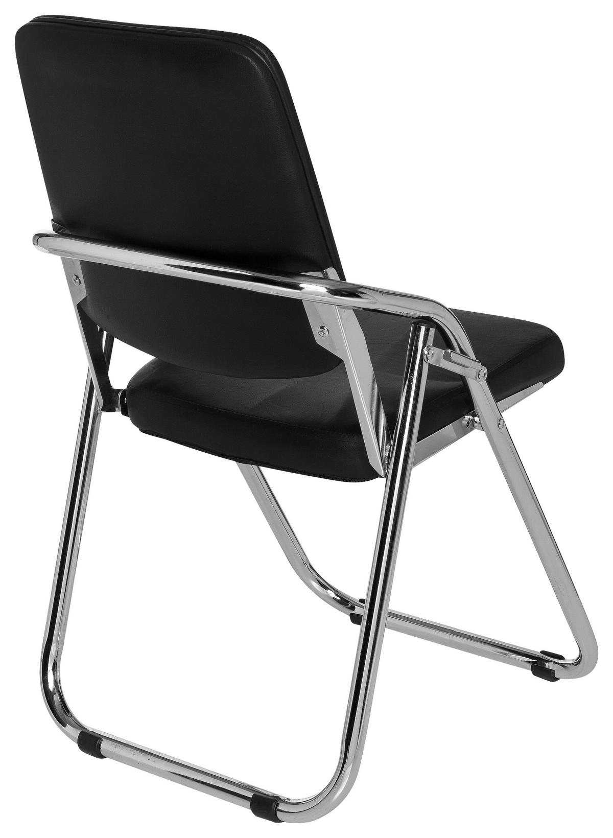 BESUCHERSTUHL  in Lederlook Schwarz, Chromfarben  - Chromfarben/Schwarz, MODERN, Textil/Metall (48/91/40cm) - MID.YOU