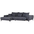 ECKSOFA  in Flachgewebe Dunkelgrau  205/300 cm  - Dunkelgrau/Schwarz, KONVENTIONELL, Textil/Metall (205/300cm) - Carryhome