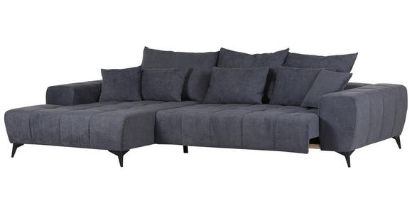 ECKSOFA  in Flachgewebe Dunkelgrau  205/300 cm  - Dunkelgrau/Schwarz, KONVENTIONELL, Textil/Metall (205/300cm) - Carryhome