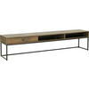 TV-BÄNK i delar i massivt trä, faner ek svart, brun  - brun/svart, Design, metall/trä (180/40/35cm) - Best Price