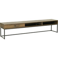 TV-MÖBEL i delar i massivt trä, faner ek svart, brun  - brun/svart, Design, metall/trä (180/40/35cm) - Best Price