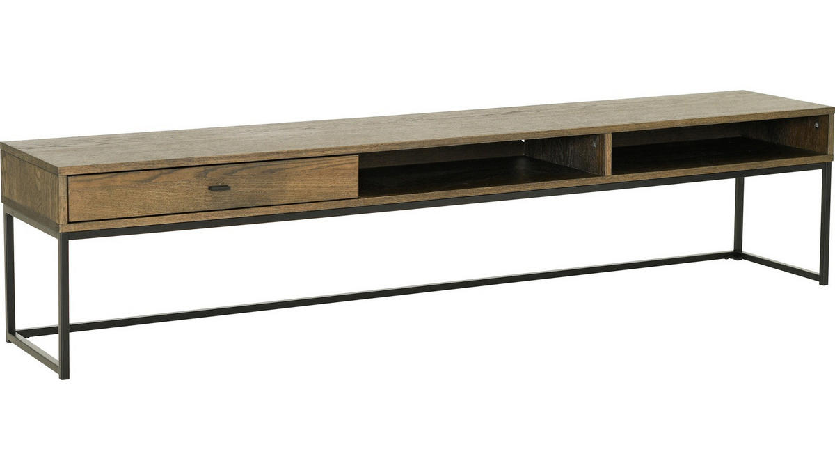 TV-MÖBEL i delar i massivt trä, faner ek svart, brun  - brun/svart, Design, metall/trä (180/40/35cm) - Best Price
