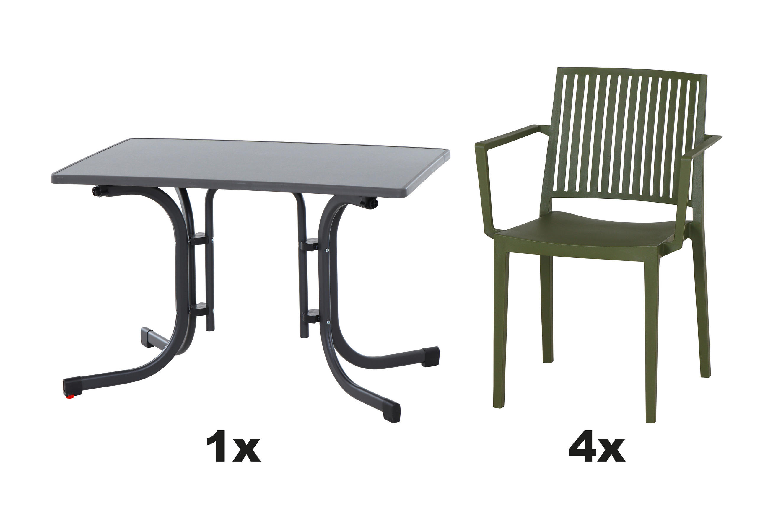 GARTENGARNITUR 5-teilig  - Grün, Basics, Holzwerkstoff/Kunststoff (70/80/110cm) - Siena Garden