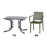 GARTENGARNITUR 5-teilig  - Grün, Basics, Holzwerkstoff/Kunststoff (70/80/110cm) - Siena Garden