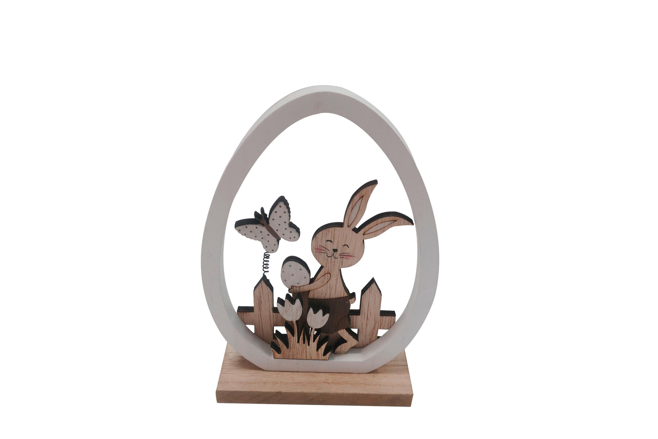 DEKORAČNÍ VAJÍČKO - bílá/přírodní barvy, Lifestyle, dřevo (11/16/4cm)
