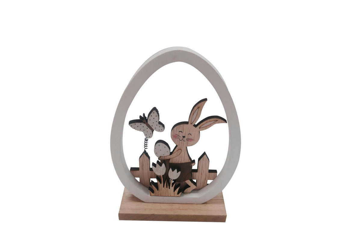 DEKORAČNÉ VAJÍČKO - hnedá/biela, Lifestyle, drevo (11/16/4cm)