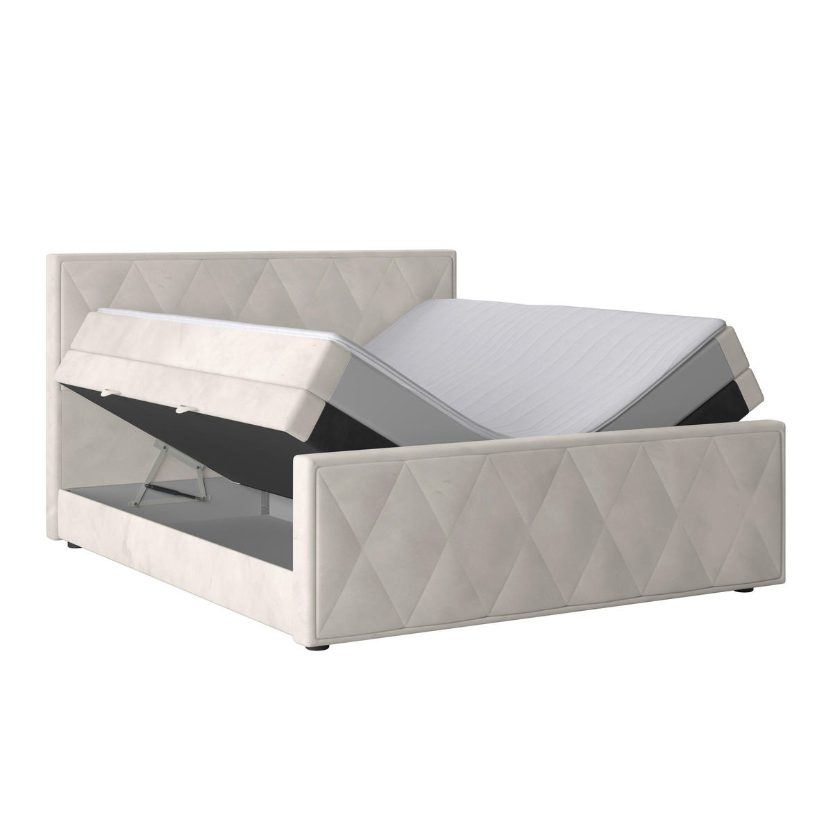 BOXSPRINGBETT 180/200 cm  in Weiss  - Weiss/Schwarz, Modern, Karton/Holzwerkstoff (180/200cm) - MID.YOU