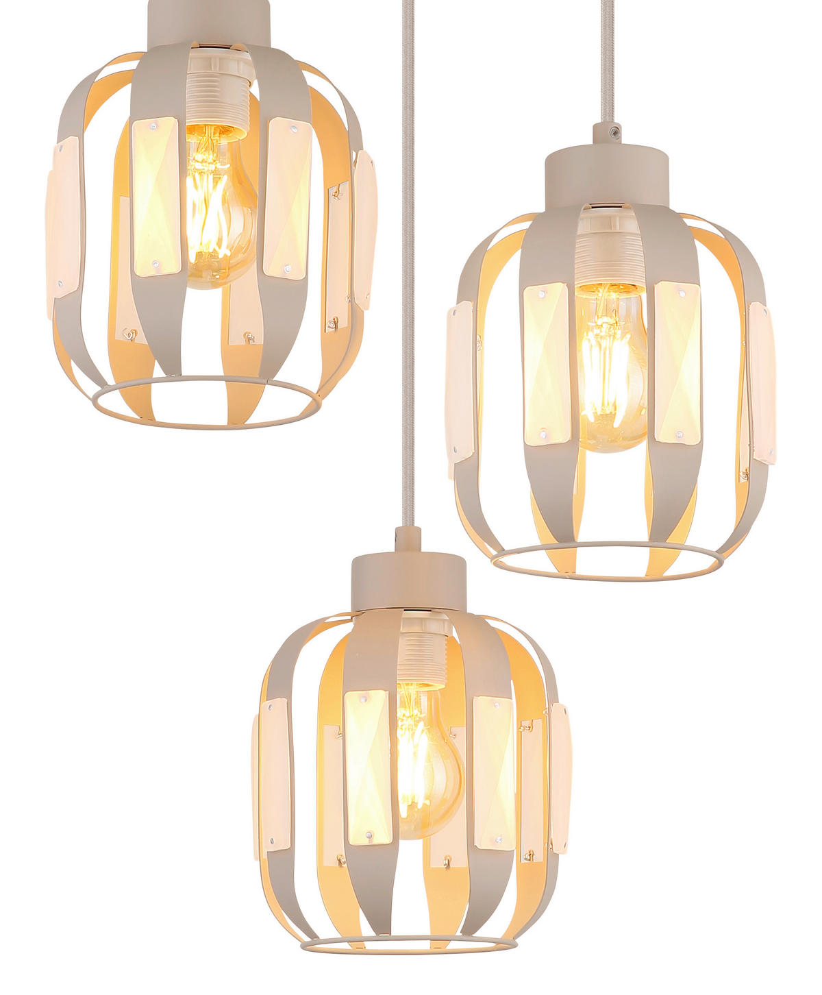 HÄNGELEUCHTE Arlen 38/120 cm   - Sandfarben/Beige, Design, Glas/Textil (38/120cm) - Globo