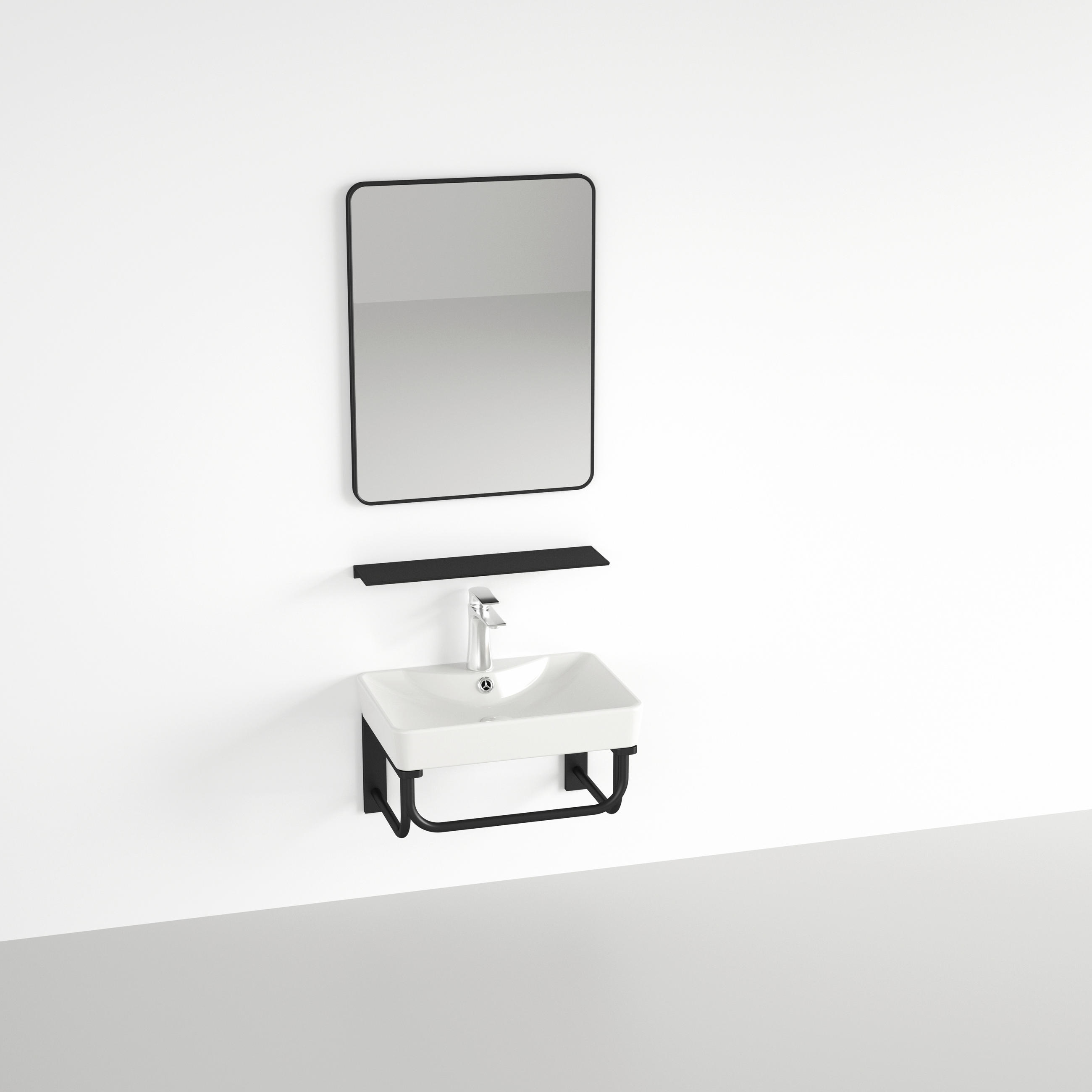 WASCHBECKEN 41/29/70 cm  - Schwarz/Weiß, KONVENTIONELL, Keramik/Metall (41/29/70cm) - Sanotechnik