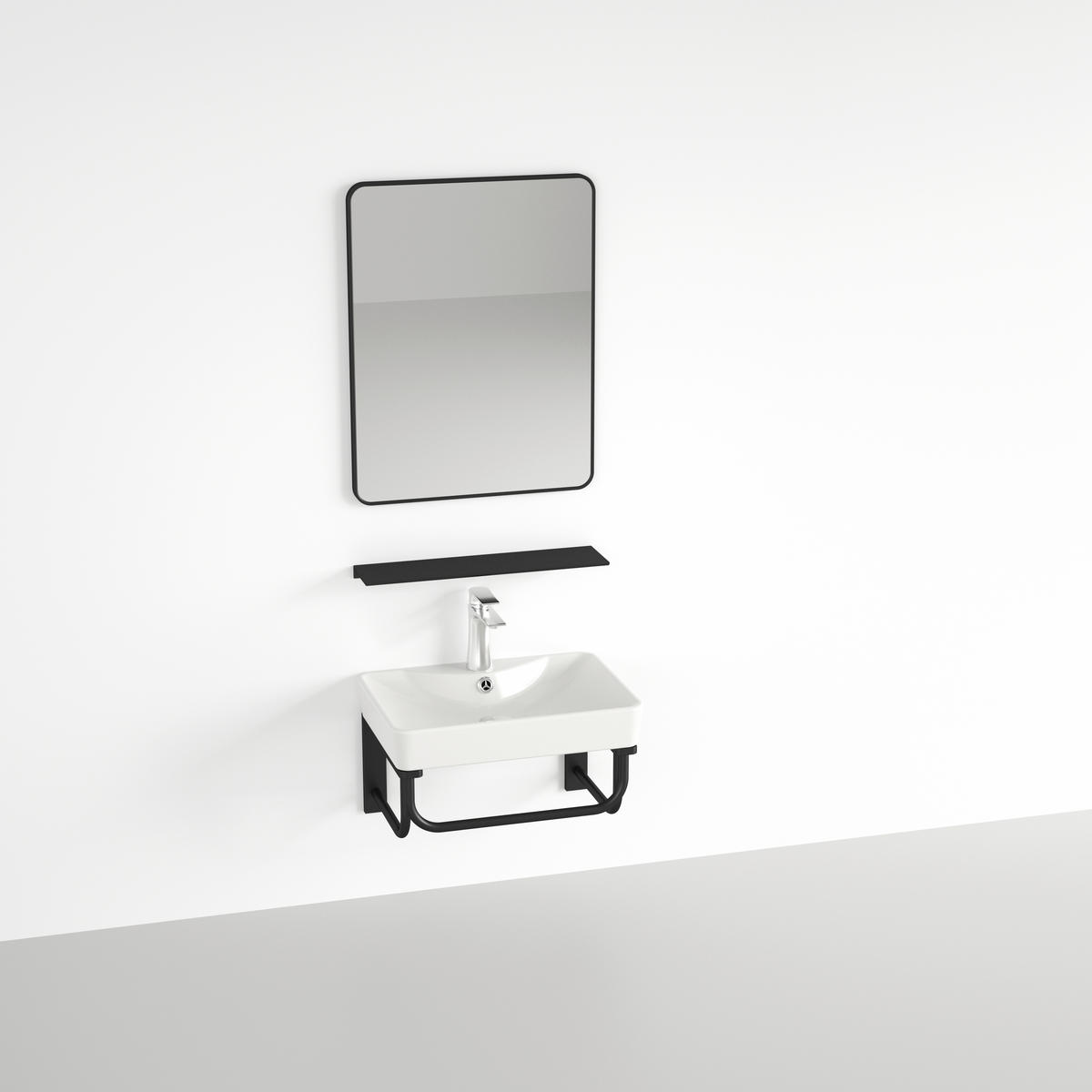 WASCHBECKEN 41/29/70 cm  - Schwarz/Weiß, KONVENTIONELL, Keramik/Metall (41/29/70cm) - Sanotechnik