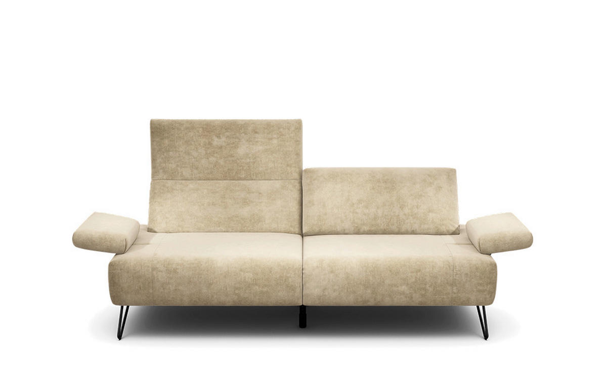 2,5-SITZER in Samt Naturfarben  - Schwarz/Naturfarben, Design, Textil/Metall (204-234/85/86-94cm) - SENSOO