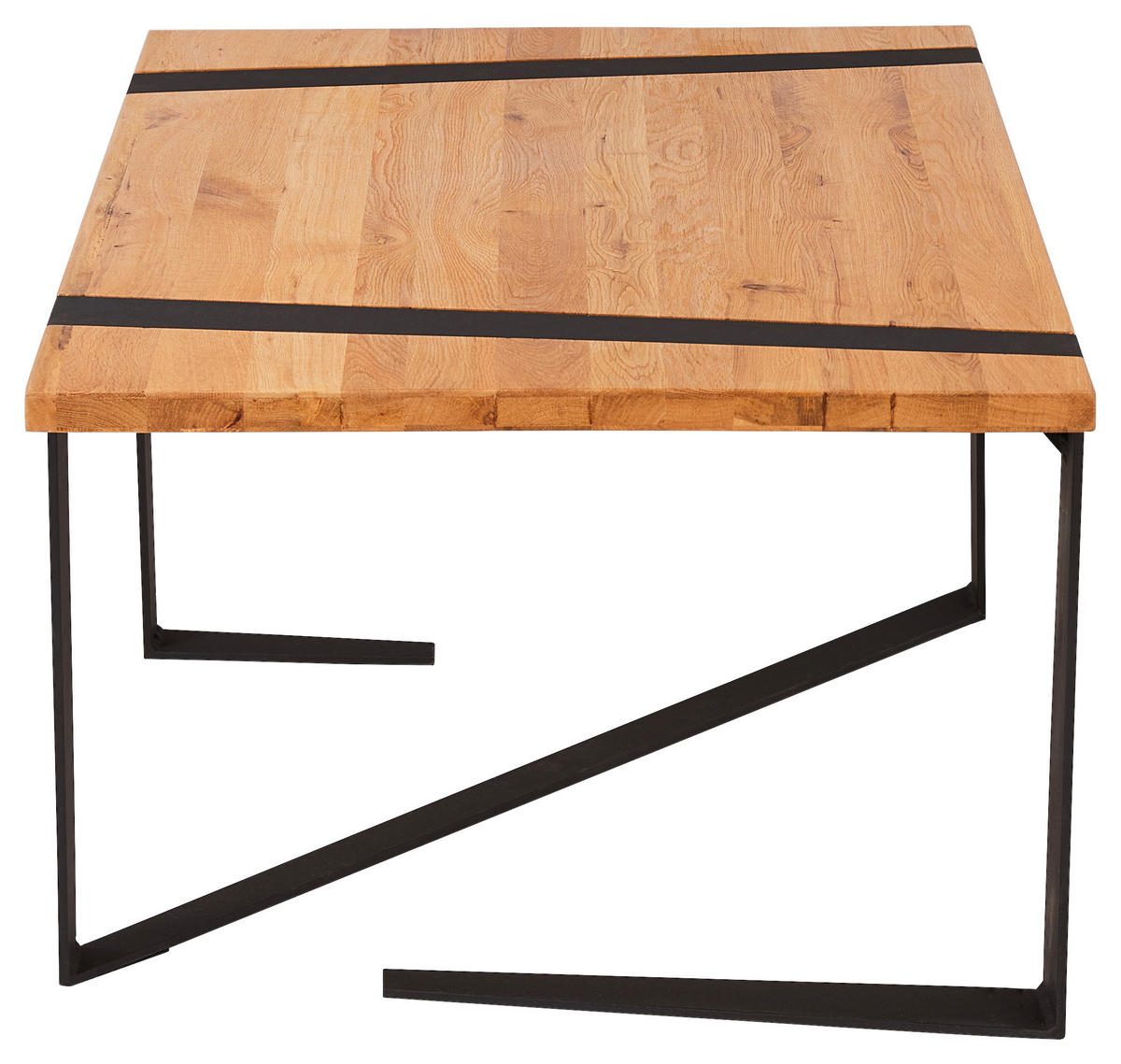 KONFERENČNÍ STOLEK, černá, přírodní barvy, dřevo, kov, 110/60/41 cm - černá/přírodní barvy, Natur, kov/dřevo (110/60/41cm) - Livetastic