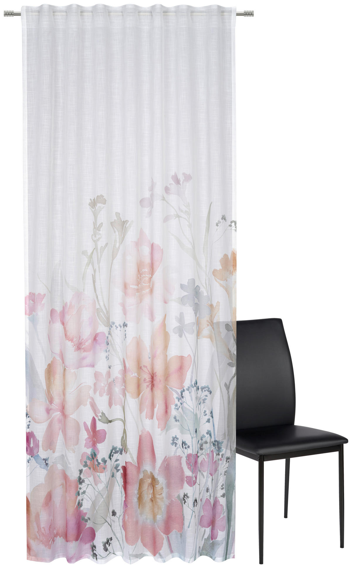 HOTOVÝ ZÁVĚS, poloprůhledné, 140/245 cm - růžová/vícebarevná, Konvenční, textil (140/245cm) - Esposa