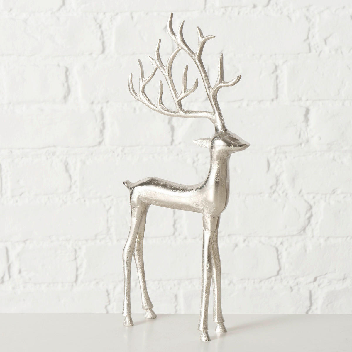 DEKOHIRSCH - Silberfarben, Basics, Metall (17,5/5/36,5cm)