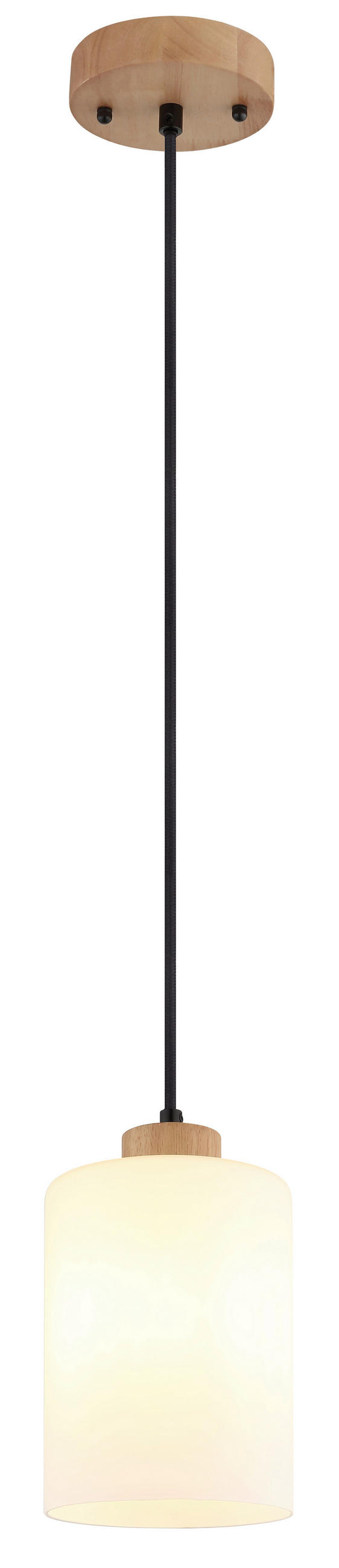 HÄNGELEUCHTE Rowena 15/120 cm  - Opal/Schwarz, Natur, Glas/Holz (15/120cm) - Globo