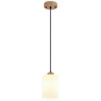 HÄNGELEUCHTE Rowena 15/120 cm  - Opal/Schwarz, Natur, Glas/Holz (15/120cm) - Globo
