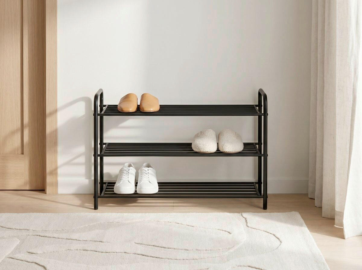 REGÁL NA BOTY, černá, 80/51/30 cm - černá, Design, kov (80/51/30cm) - Xora