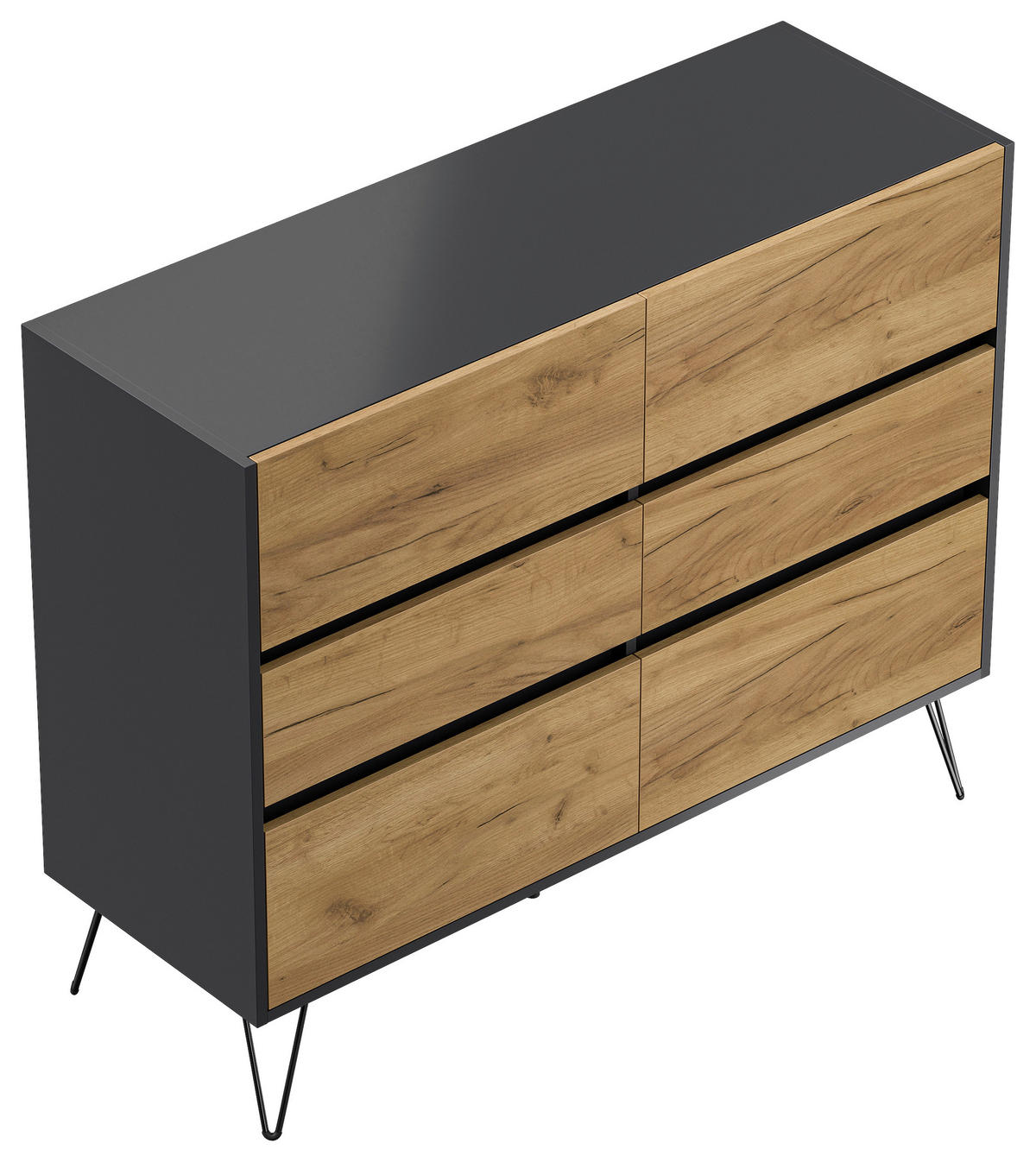 SIDEBOARD Posseik Industrial 120/93,6/42 cm 6 Schublade(n)  - Eichefarben/Graphitfarben, Design, Holzwerkstoff/Metall (120/93,6/42cm) - P & B