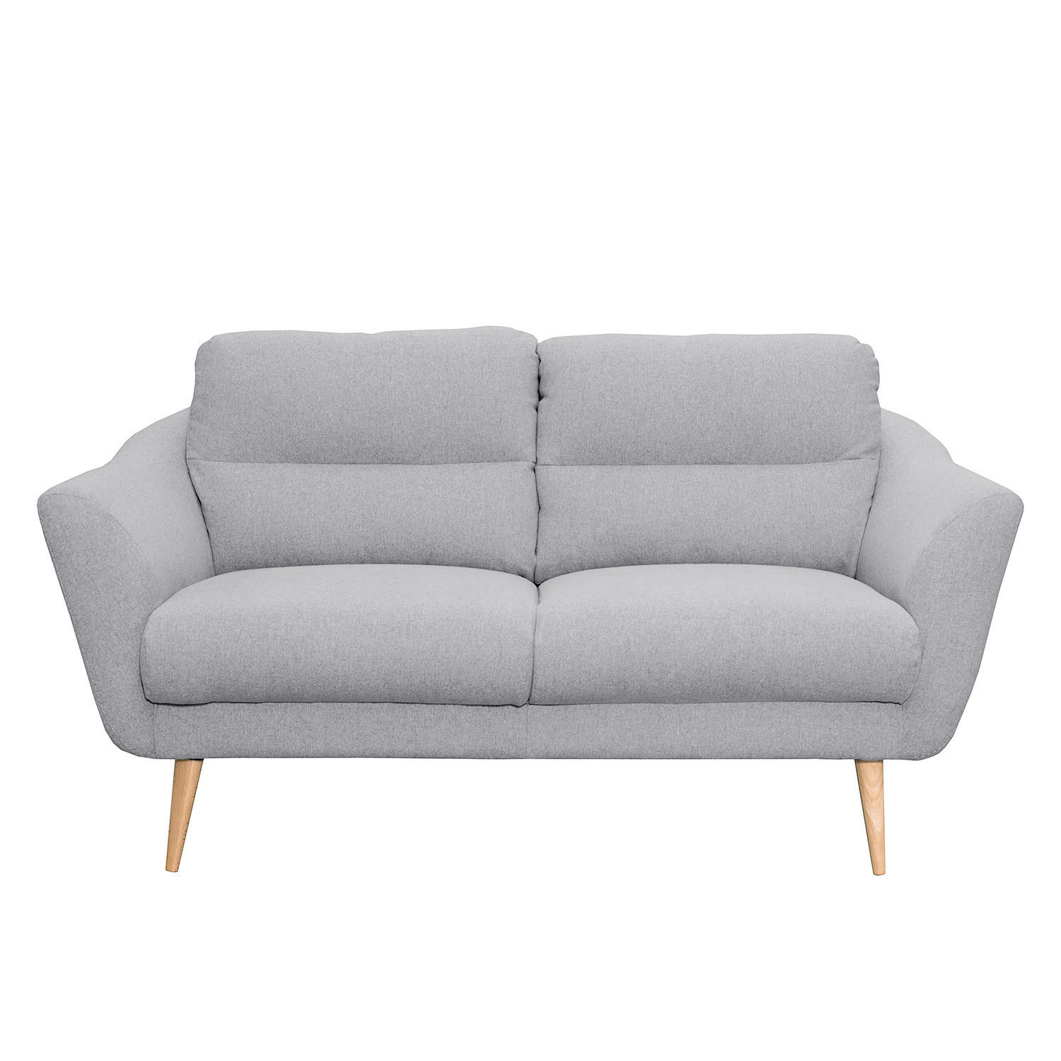 2-SITZER-SOFA in Webstoff Hellgrau  - Buchefarben/Hellgrau, Design, Holz/Textil (158/87/88cm) - Livetastic