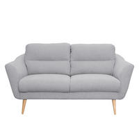 2-SITZER-SOFA in Webstoff Hellgrau  - Buchefarben/Hellgrau, Design, Holz/Textil (158/87/88cm) - Livetastic