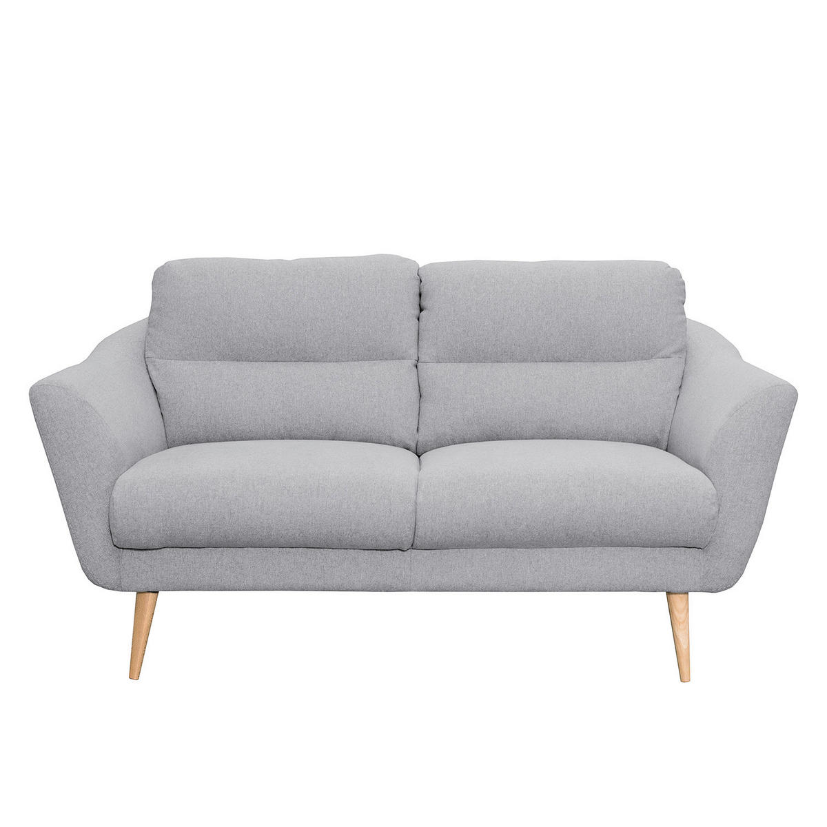 2-SITZER-SOFA in Webstoff Hellgrau  - Buchefarben/Hellgrau, Design, Holz/Textil (158/87/88cm) - Livetastic