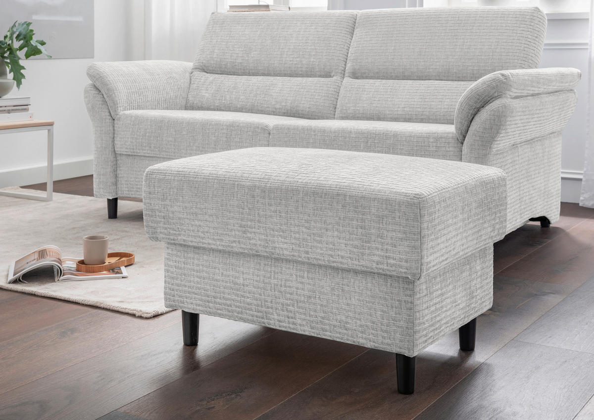 HOCKER in Textil Weiß  - Schwarz/Weiß, MODERN, Holz/Textil (76/46/55cm) - Livetastic