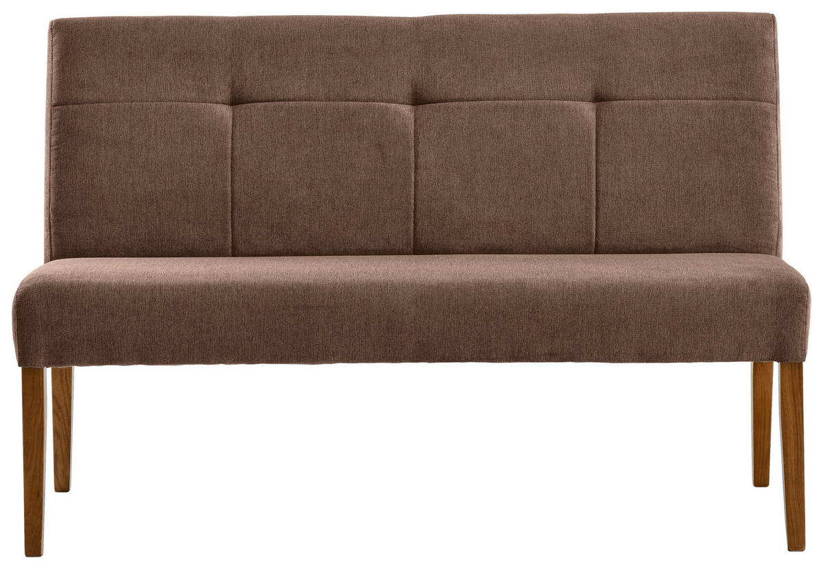 SITZBANK 137/92/66 cm Webstoff Braun, Eichefarben Eiche massiv  - Eichefarben/Braun, KONVENTIONELL, Holz/Textil (137/92/66cm) - Cantus