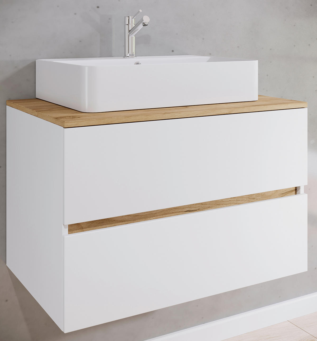 BADRUM  - vit/honungsek, Trend, trämaterial/keramik (80/64/51cm) - MID.YOU