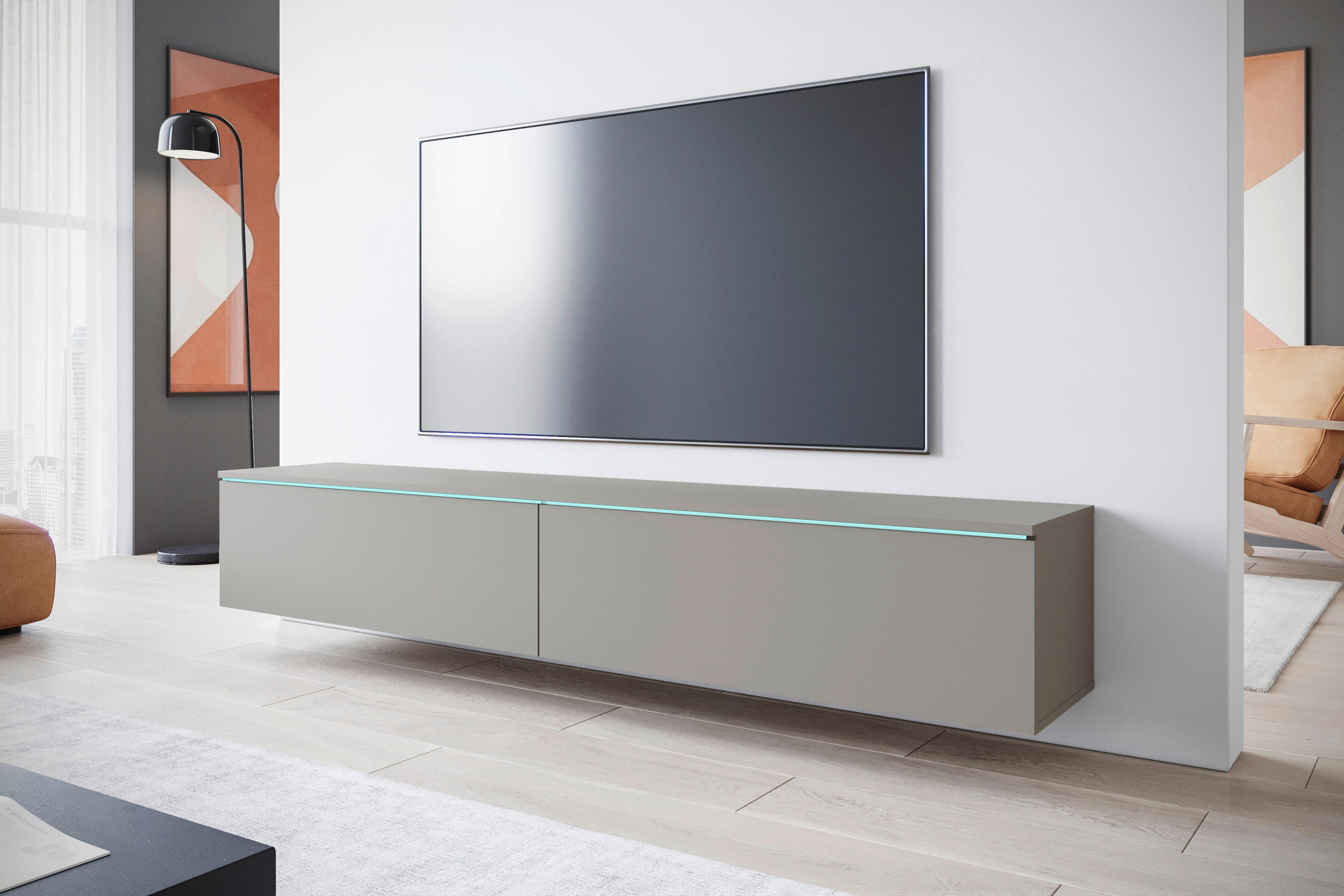 NÍZKÁ KOMODA, šedá,  - šedá, Trend, kompozitní dřevo/plast (180/30/33cm) - MID.YOU