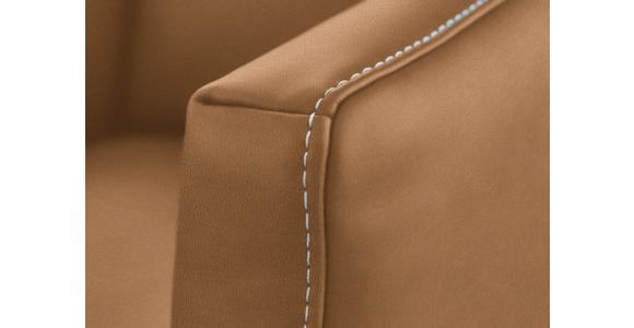 2-SITZER-SOFA  in Echtleder Haselnussfarben   - Eichefarben/Beige, Natur, Leder/Holz (207/86/87cm) - Valnatura