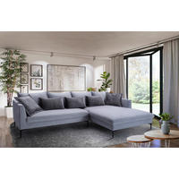 ECKSOFA in Flachgewebe Grau  321/187 cm  - Dunkelgrau/Schwarz, Design, Textil/Metall (321/187cm) - Livetastic