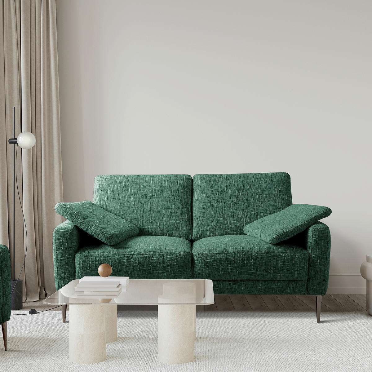 2-SITZER-SOFA Webstoff Blau, Gelb, Rot, Weiss  - Blau/Weiss, Design, Textil/Metall (157/85/92cm) - Livetastic