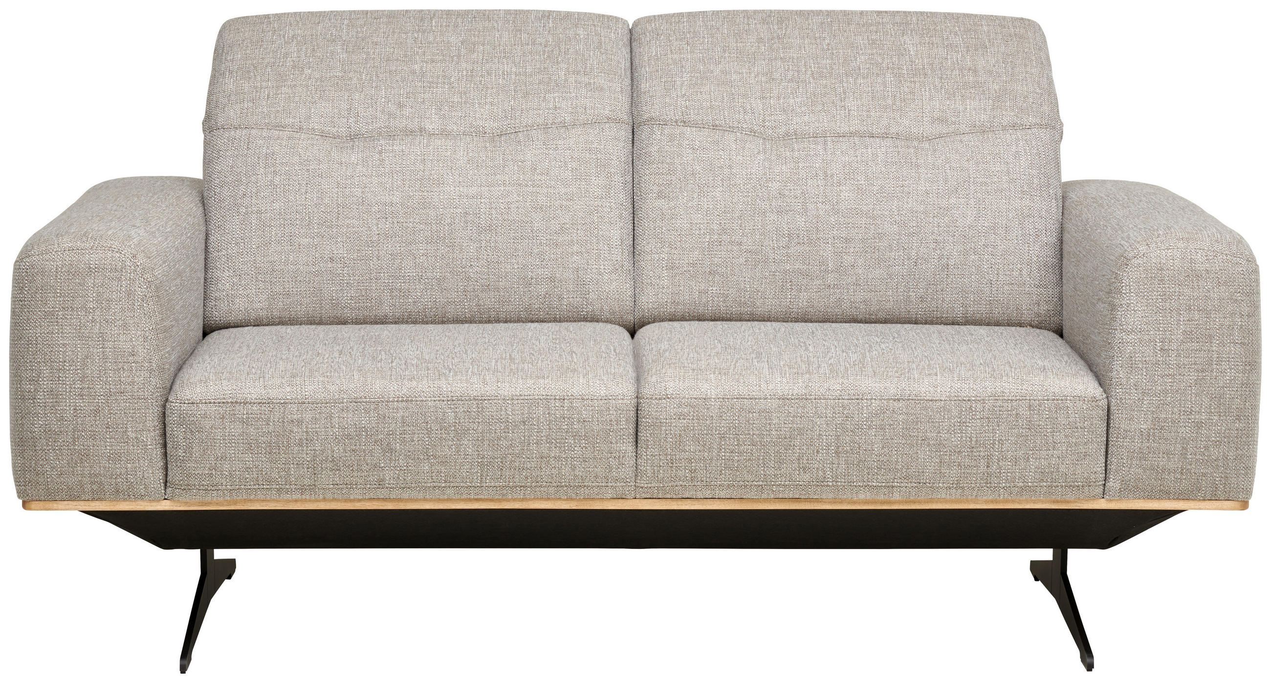 2-SITZER-SOFA Struktur Beige  - Eichefarben/Beige, Design, Holz/Textil (174/76-97/102cm) - Novel