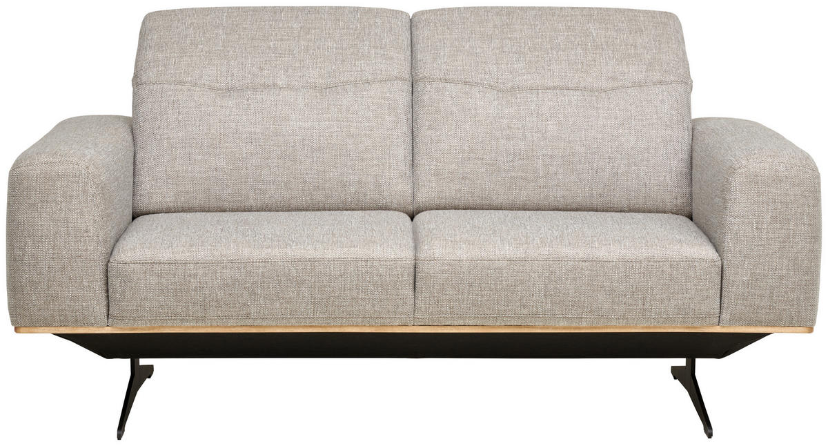2-SITZER-SOFA in Struktur Beige  - Beige/Schwarz, Design, Holz/Textil (174/76-97/102cm) - Novel