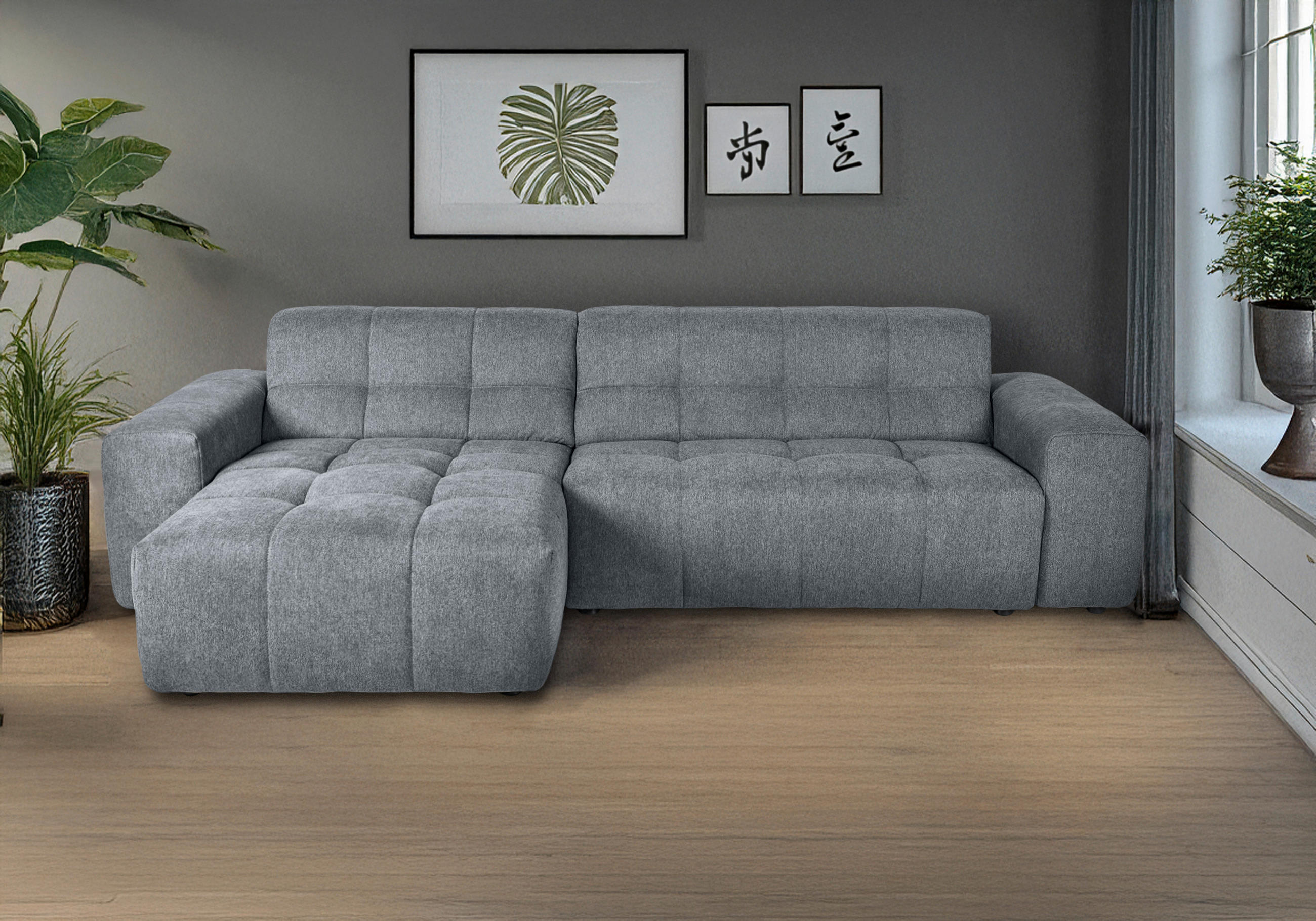ECKSOFA Grau Webstoff  - Schwarz/Grau, KONVENTIONELL, Kunststoff/Textil (301/160cm) - Carryhome