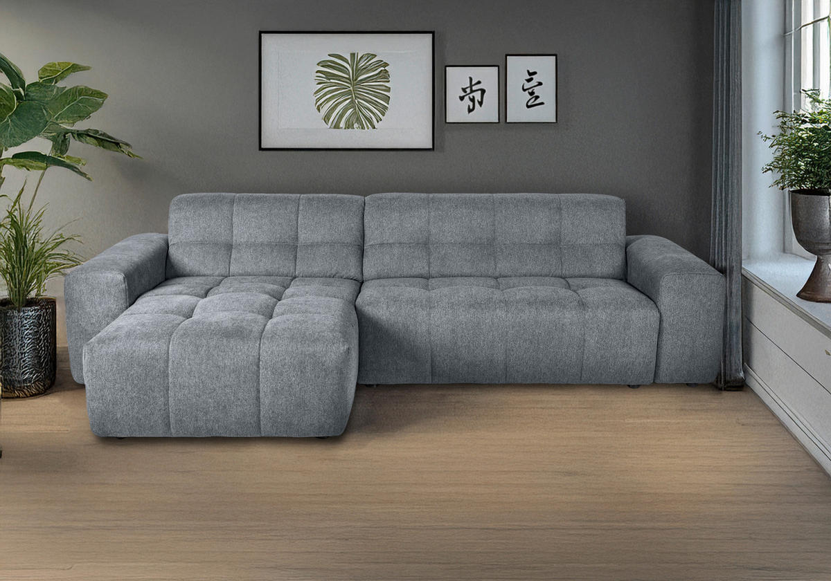 ECKSOFA Grau Webstoff  - Schwarz/Grau, KONVENTIONELL, Kunststoff/Textil (301/160cm) - Carryhome