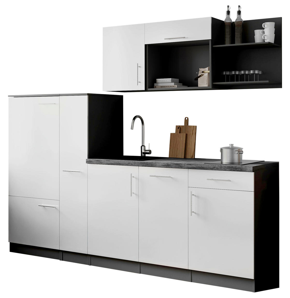 KÜCHENBLOCK Oliver 235 cm  in Weiß  - Weiß/Grau, Trend, Holzwerkstoff/Metall (235cm) - Respekta