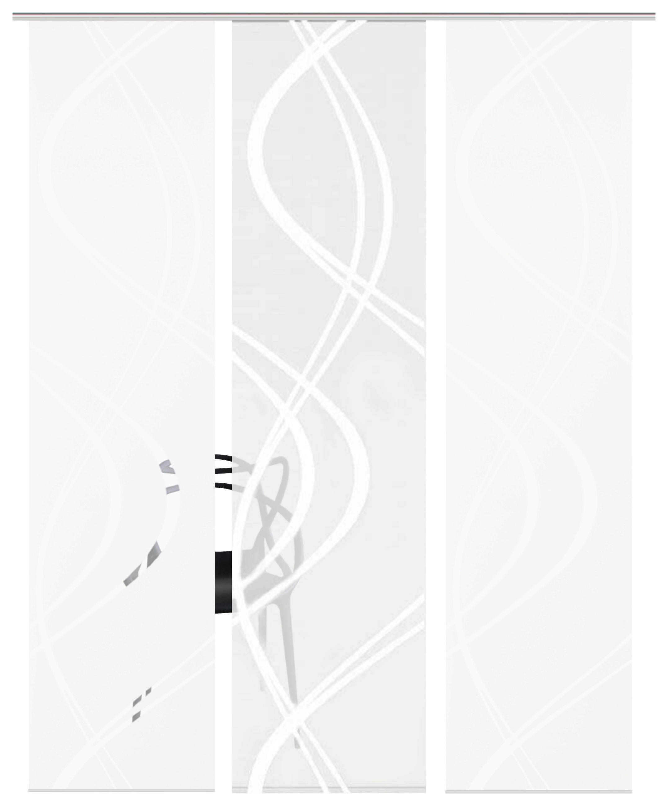 FLÄCHENVORHANG TIBERIO, 3-TLG. in Weiß halbtransparent  - Weiß, MODERN, Textil (60/245cm)