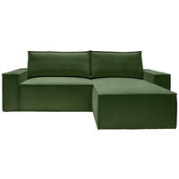 ECKSCHLAFSOFA Samt Dunkelgrün  - Dunkelgrün/Schwarz, KONVENTIONELL, Holz/Kunststoff (251/170cm) - MID.YOU